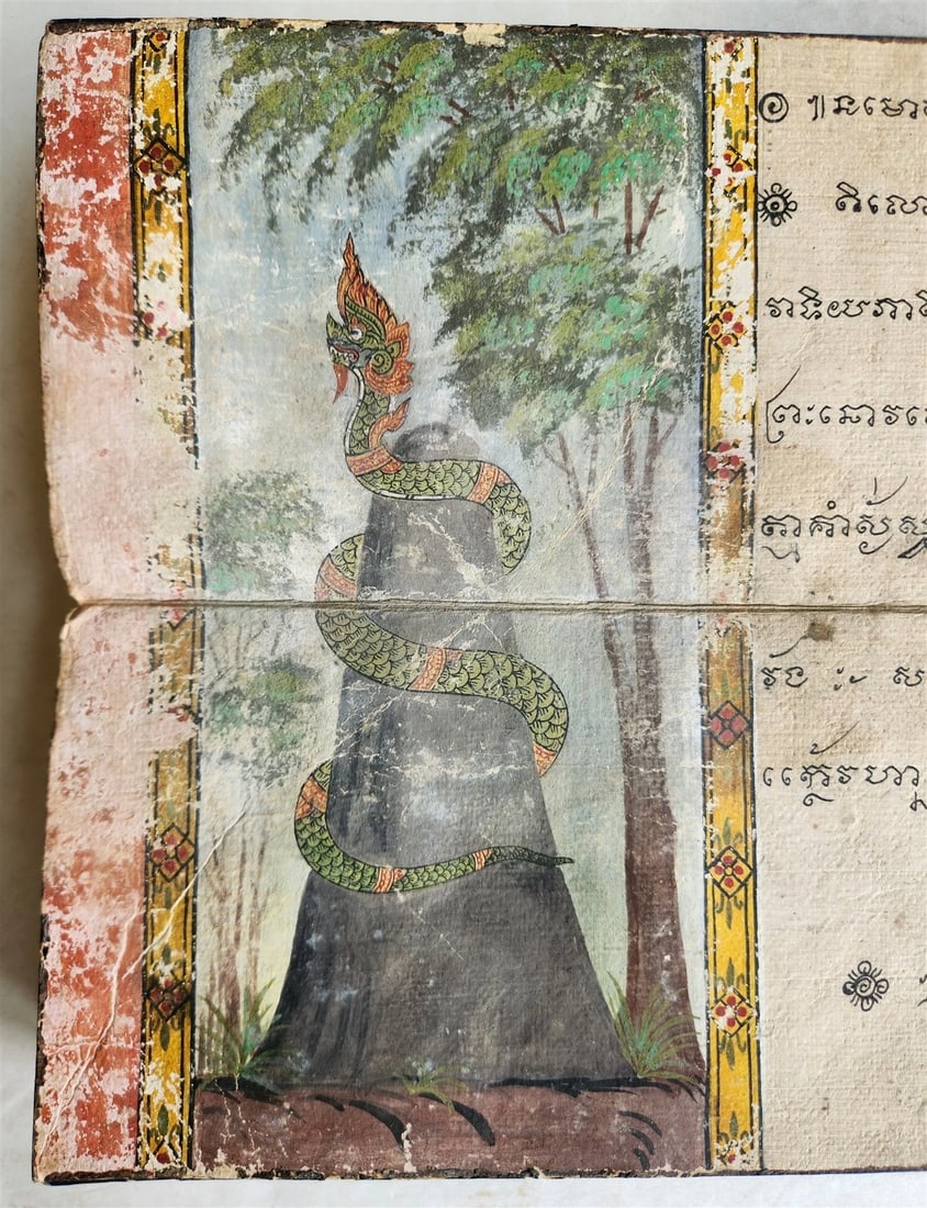 19th century ILLUMINATED BUDDHIST MANIUSCRIPT THAILAND antique - MONK Phra Malai - 2