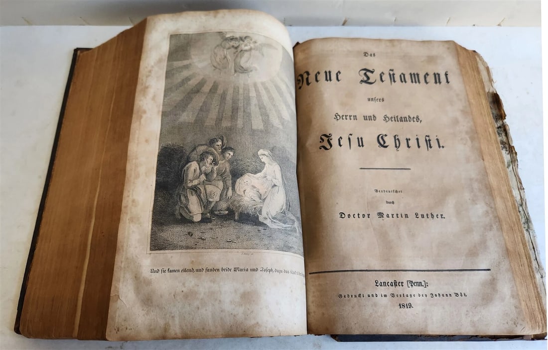 1819 BIBLE 1st Folio Ed PENNSYLVANIA GERMAN Lancaster PA JOHANN BAR antique RARE - 3