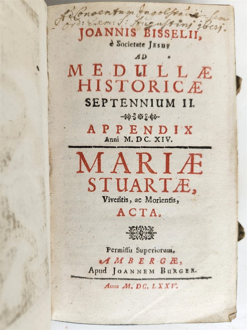 1675 HISTORY antique 17th CENT. HAND TOOLED PIGSKIN MARY STUART - 3