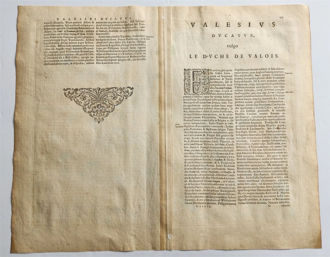 1640 MAP of DUCATUS VALOIS FRANCE by WILLEM BLAEU antique AUTHENTIC hand colored - 4
