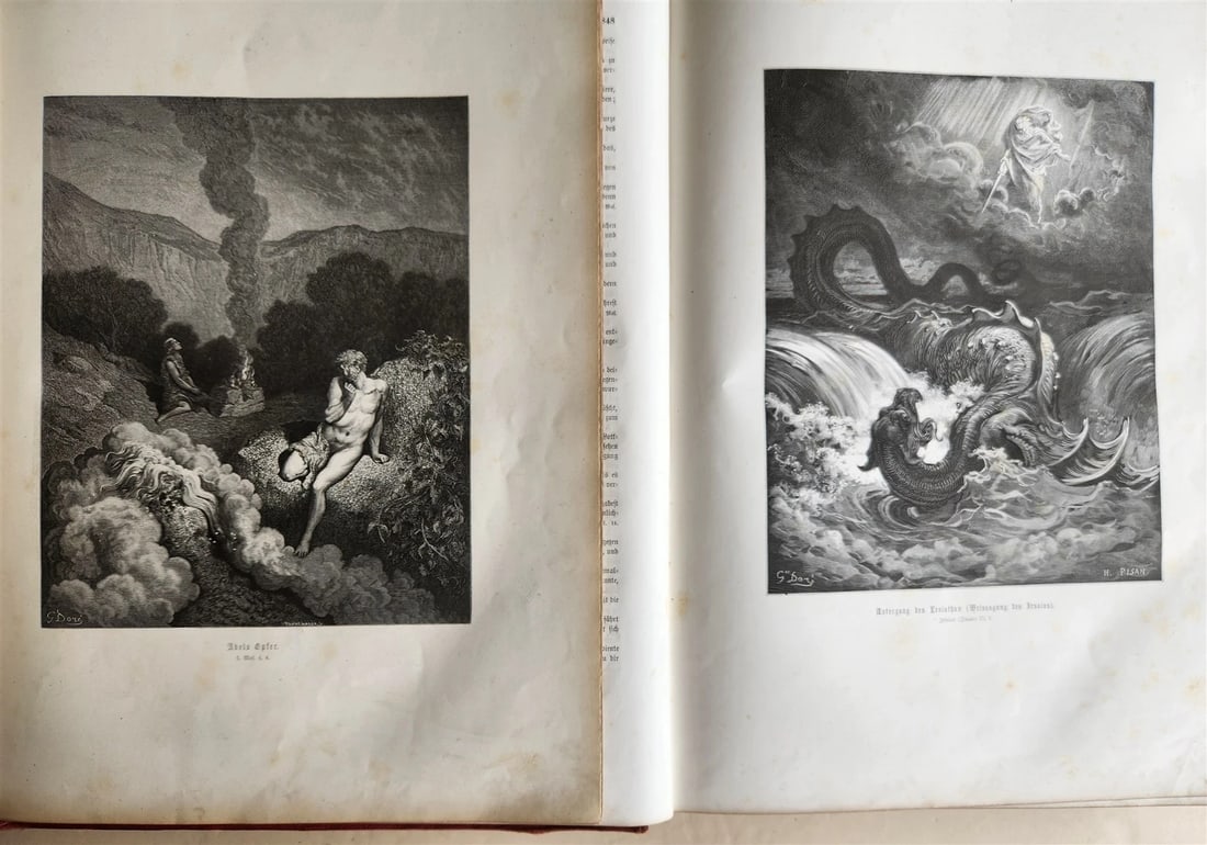 1870s BIBLE GUSTAVE DORE LLUSTRATED 2 VOLUMES MASSIVE FOLIO antique 230 plates - 7