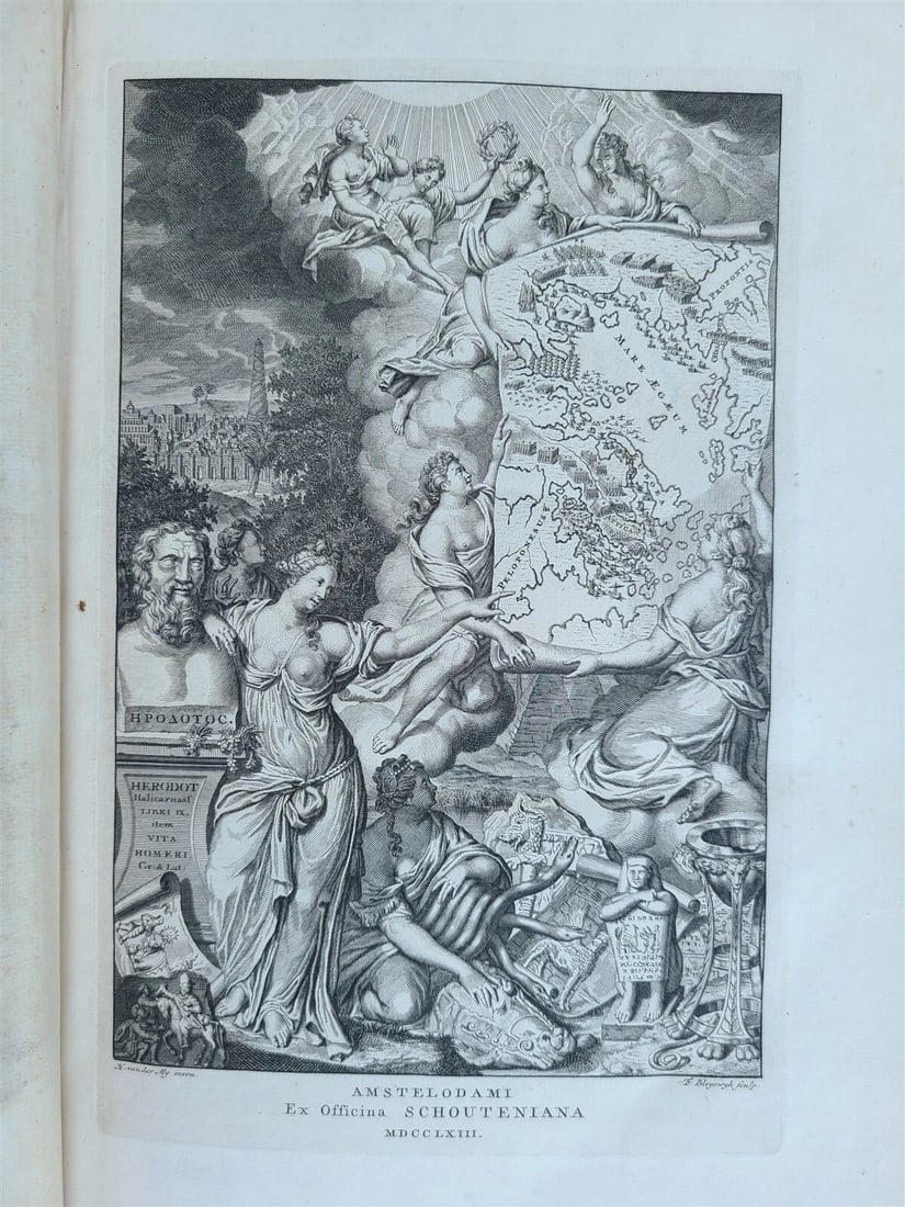 1763 HERODOTUS HISTORY MASSIVE FOLIO antique Historiarum Libri XI GREEK & LATIN - 2