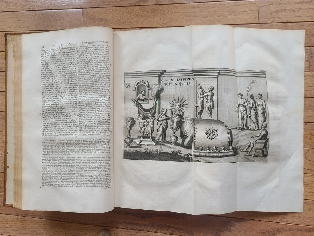 1763 HERODOTUS HISTORY MASSIVE FOLIO antique Historiarum Libri XI GREEK & LATIN - 3