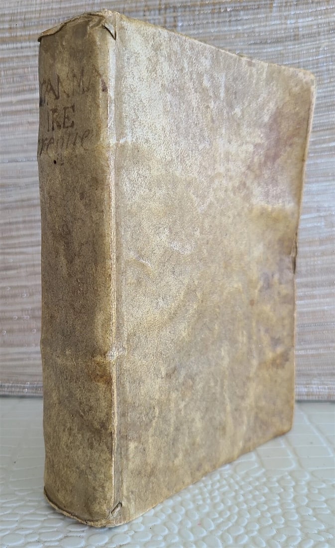 1655 GREEK LANGUAGE STUDY BOOK FRENCH TEXTBOOK antique vellum binding RARE - 2