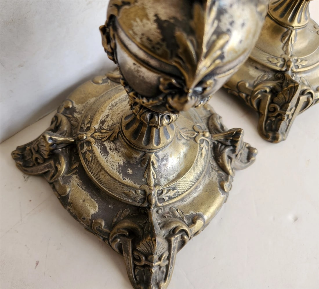 19th century RUSSIAN or POLISH PAIR of SABBATH CANDLESTICKS antique RARE Judaica - 2