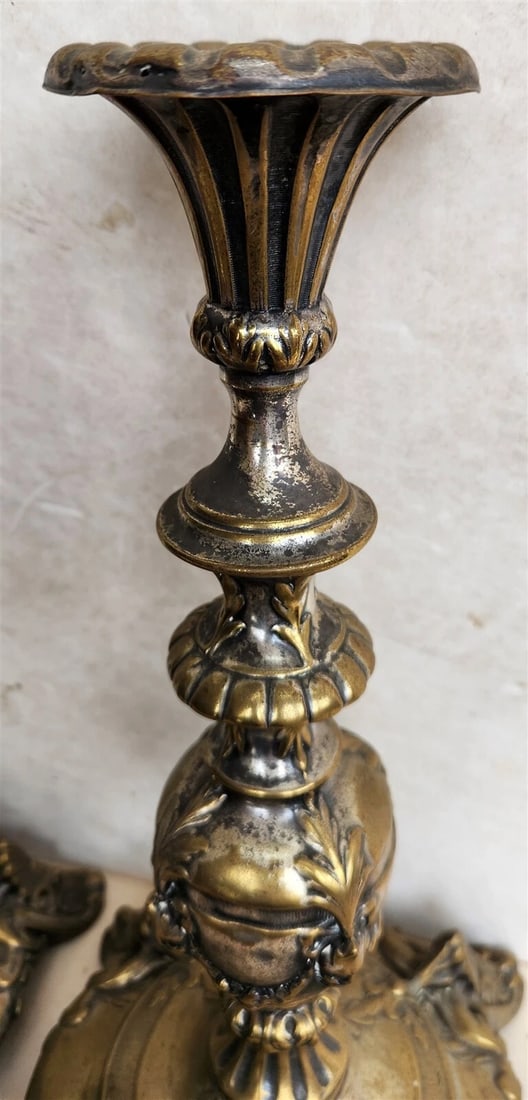 19th century RUSSIAN or POLISH PAIR of SABBATH CANDLESTICKS antique RARE Judaica - 7