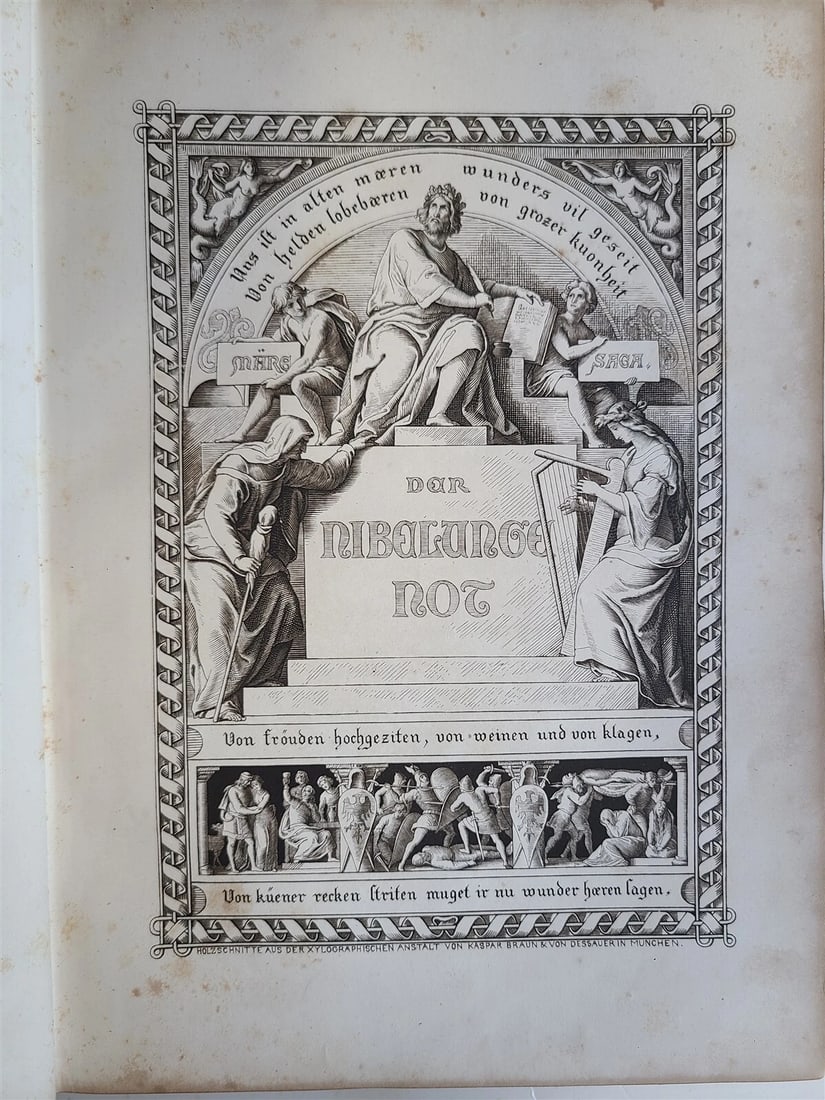 1867 SONG of NIBELUNGS antique STUNNING BINDING ILLUSTRATIONS Der Nibelungen Not - 2