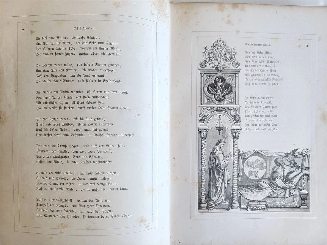 1867 SONG of NIBELUNGS antique STUNNING BINDING ILLUSTRATIONS Der Nibelungen Not - 5