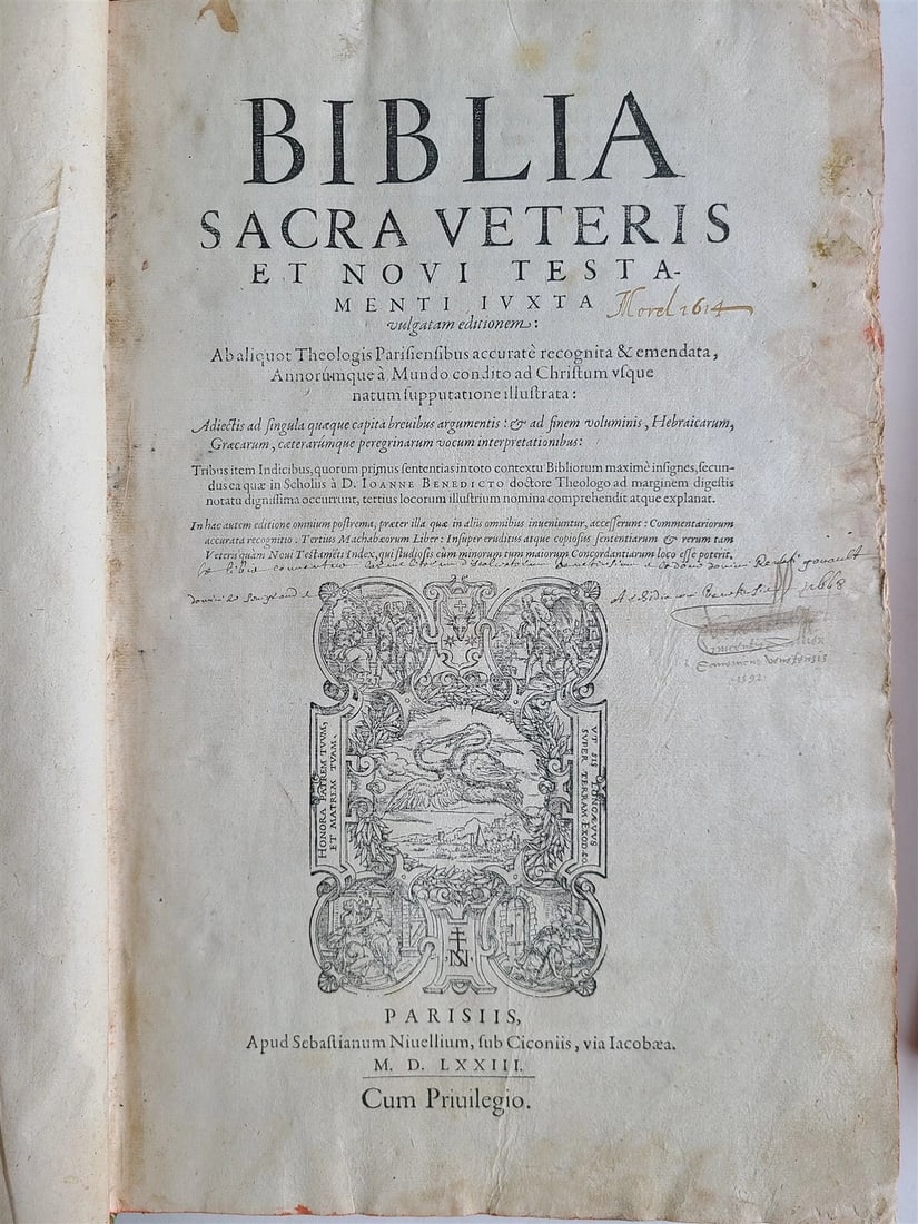 1573 BIBLE in LATIN ILLUSTRATED 3 LARGE FOLIO VOLUMES 16th century ANTIQUE - 3