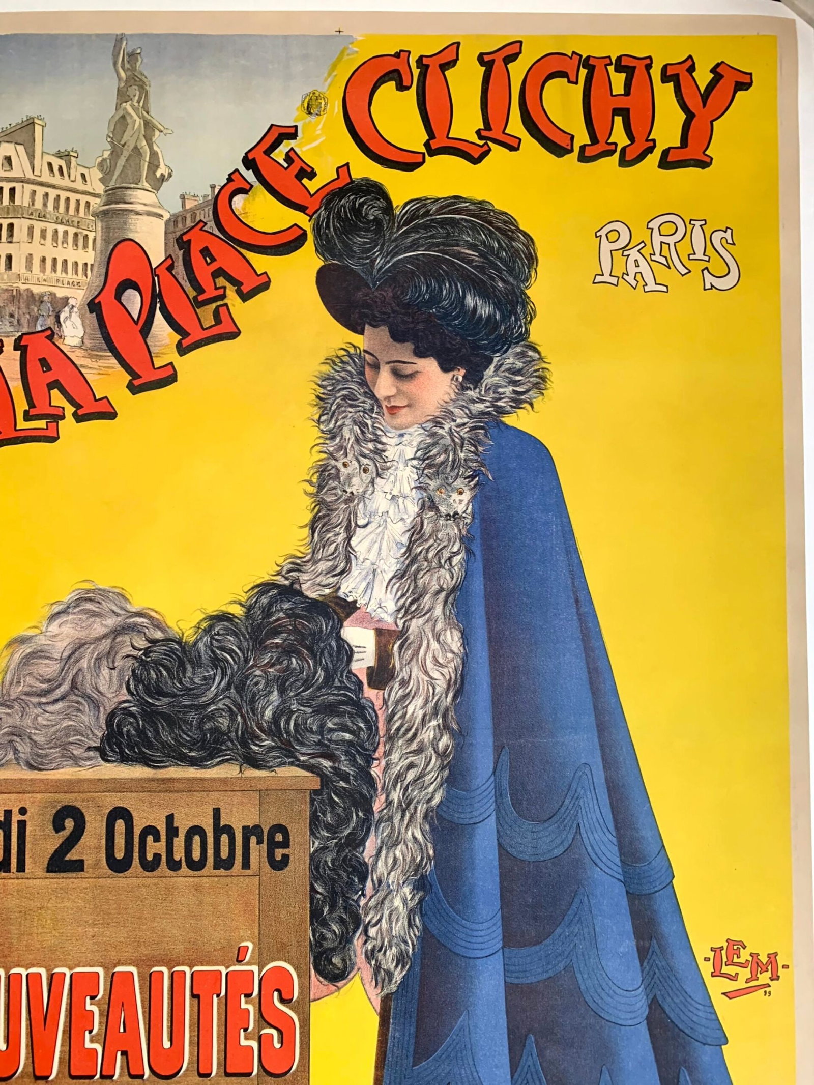 A La Place Cliche Saison - Art by Charles Tichon (1892) 41.25"X61.75" French Advertising Poster LB - 3