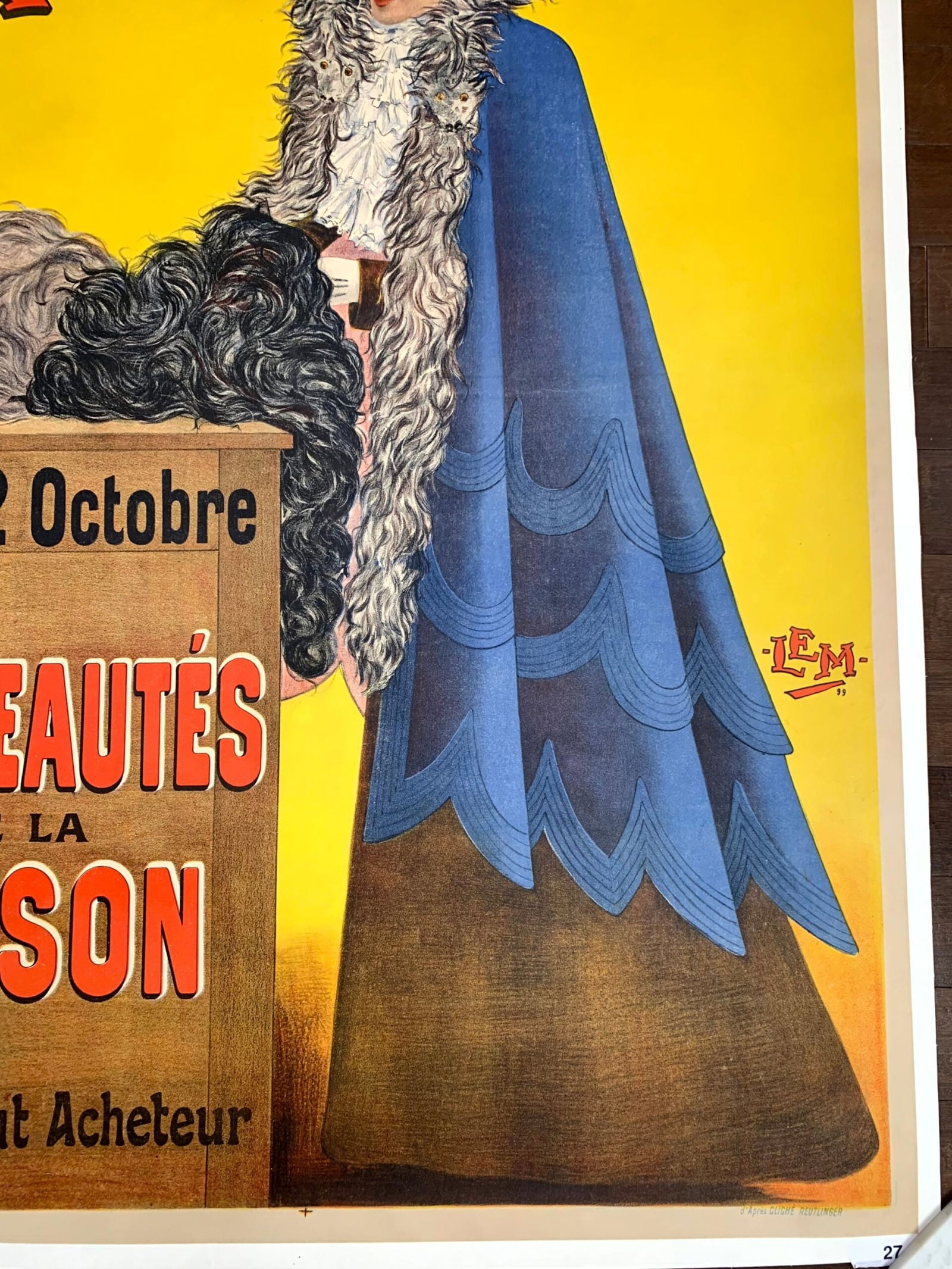 A La Place Cliche Saison - Art by Charles Tichon (1892) 41.25"X61.75" French Advertising Poster LB - 4