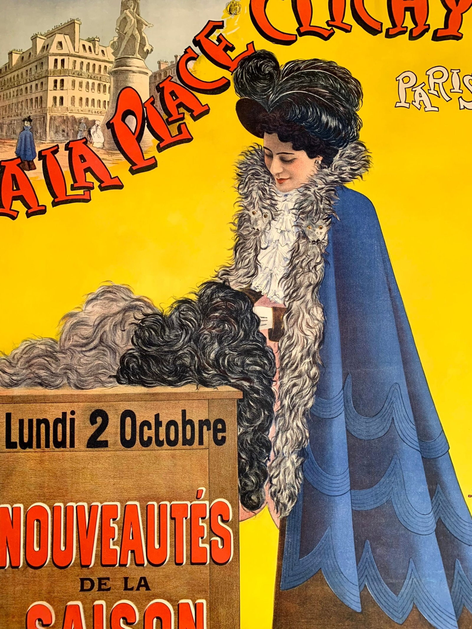 A La Place Cliche Saison - Art by Charles Tichon (1892) 41.25"X61.75" French Advertising Poster LB - 6