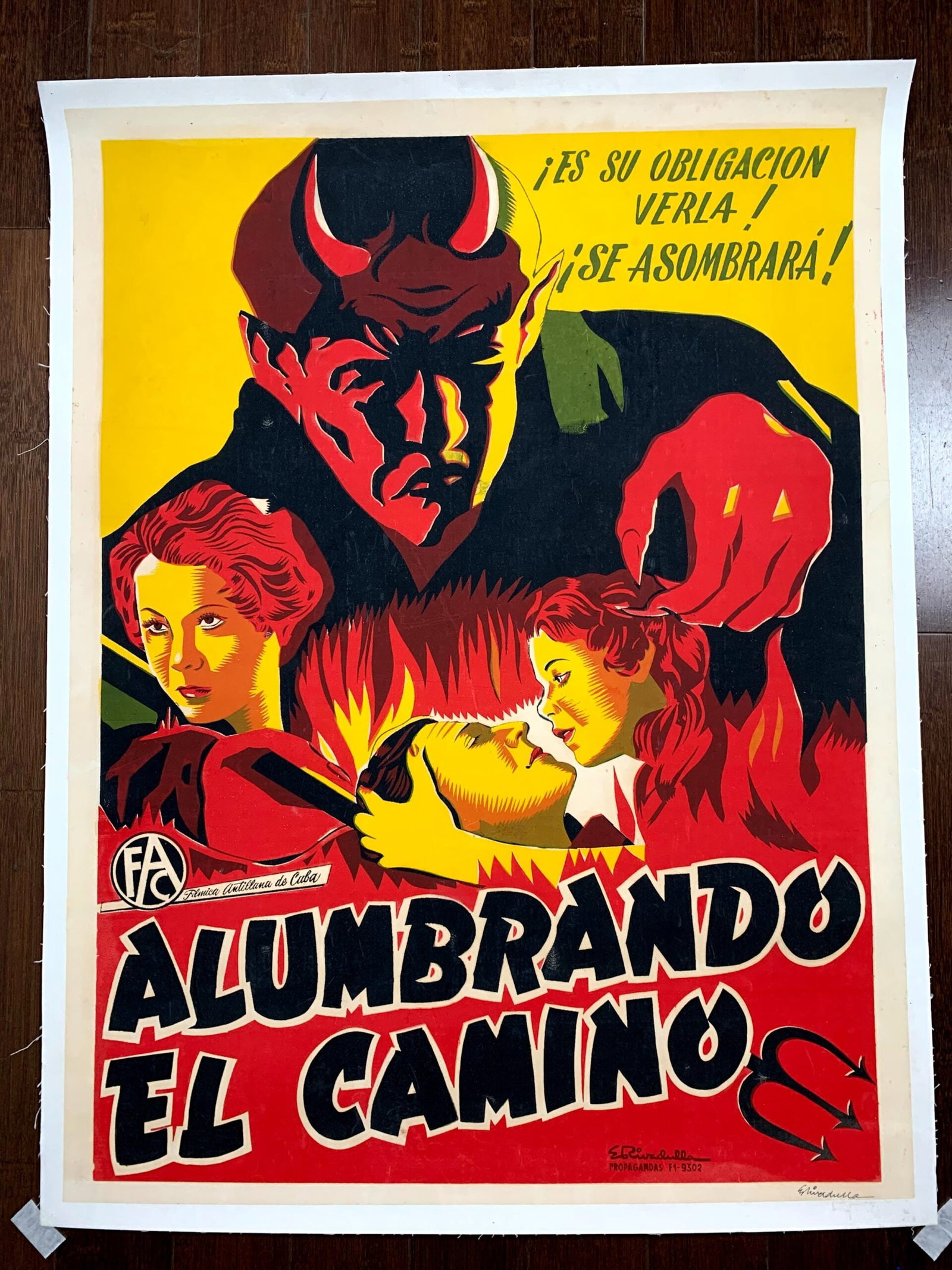 Alumbrando El Camino - Art By Eladio Rivadulla (1956) 27x35.75 Cuban Limited Edition Signed: Title: Alumbrando El Camino - Art By Eladio Rivadulla (1956) 27x35.75 Cuban Limited Edition Signed Silkscreen Movie Poster LB Description: Alumbrando El Camino - Art By Eladio Rivadulla (1956)