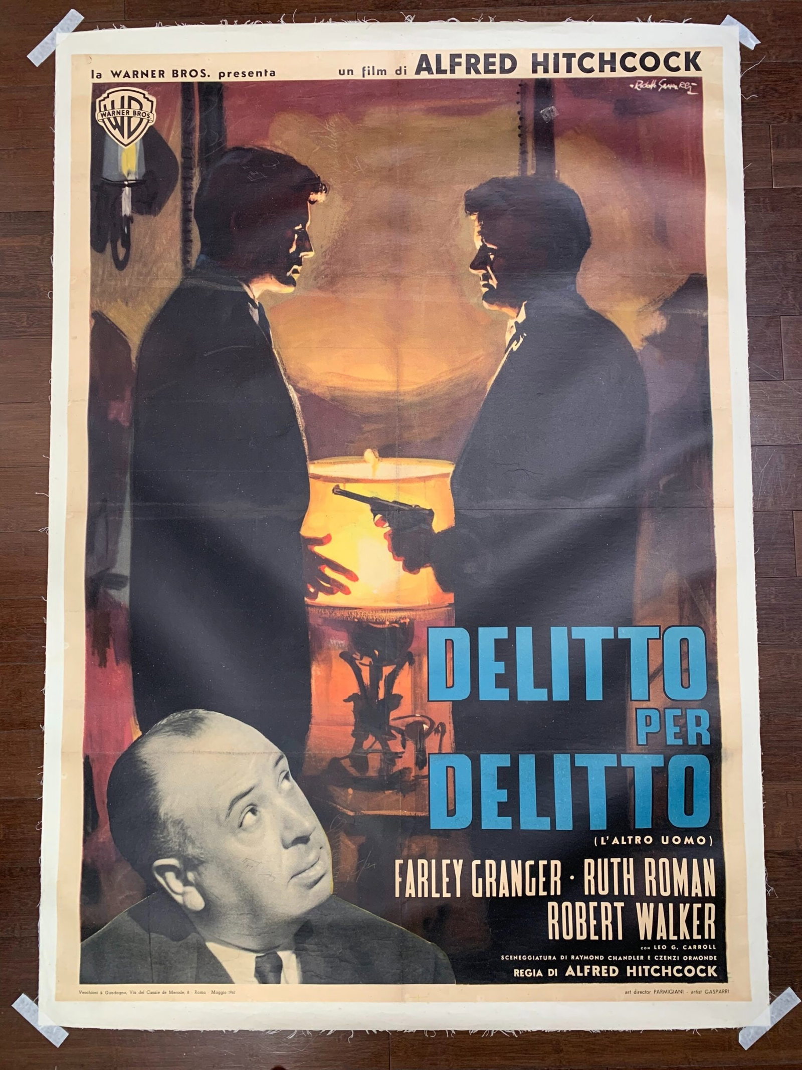 Strangers on a Train aka DeLitto Per DeLitto - Alfred Hitchcock (1951) 38.375" x 54.37" Italian (1 of 8)