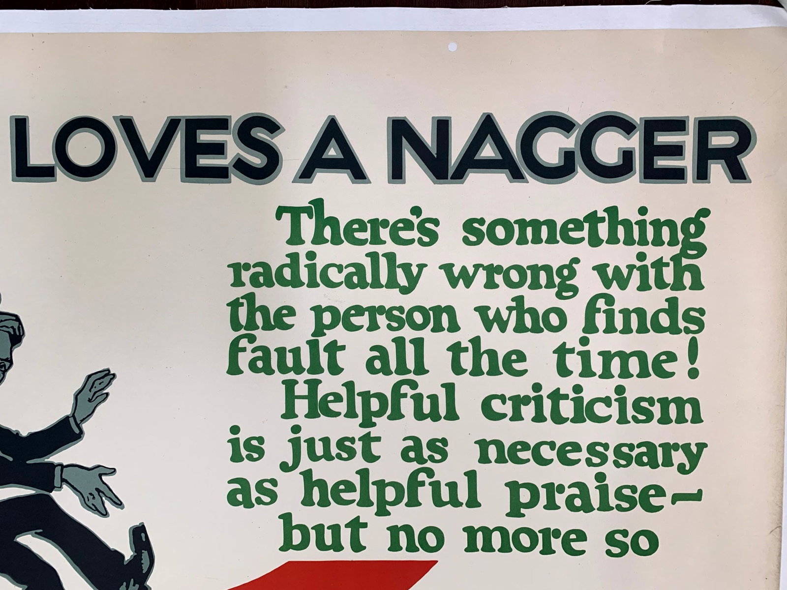 Nobody Loves A Nagger - Art by Willard Frederic Elmes (1923) 28"X47" US Mather Poster LB - 2