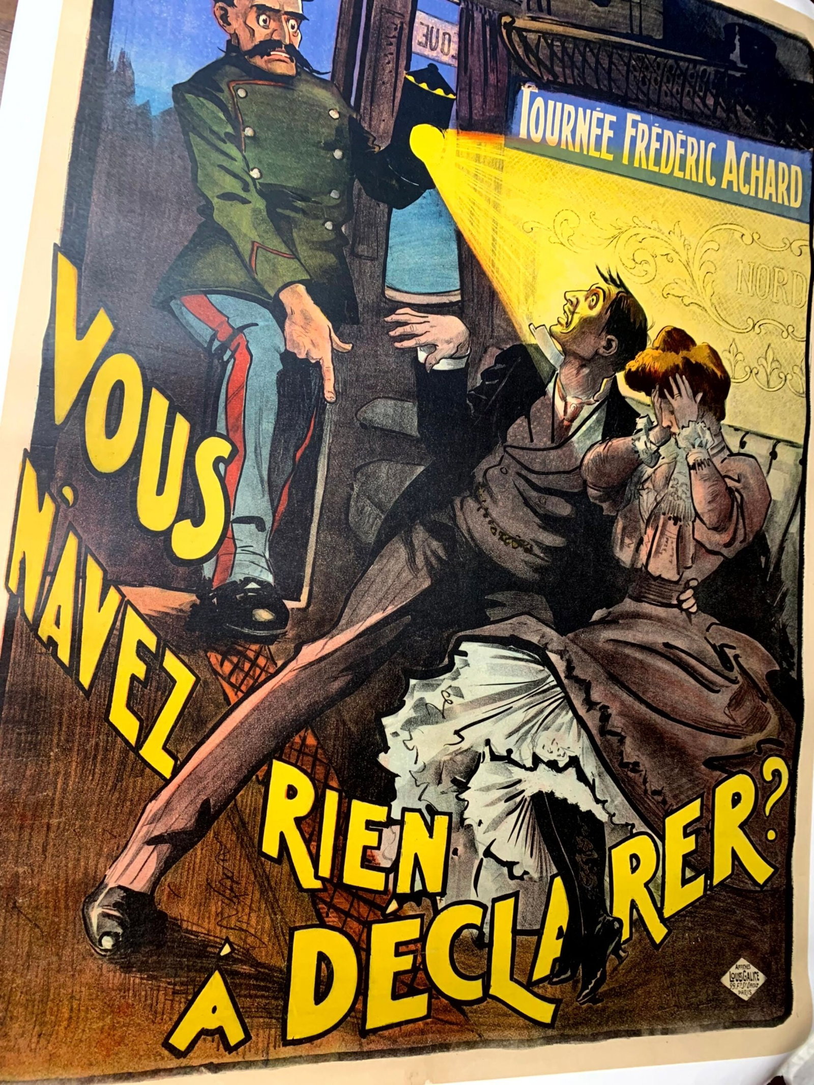 Rein a Declarer Tour - Art by Louis Galice (1910) 39"X54" French Theater Poster LB - 5
