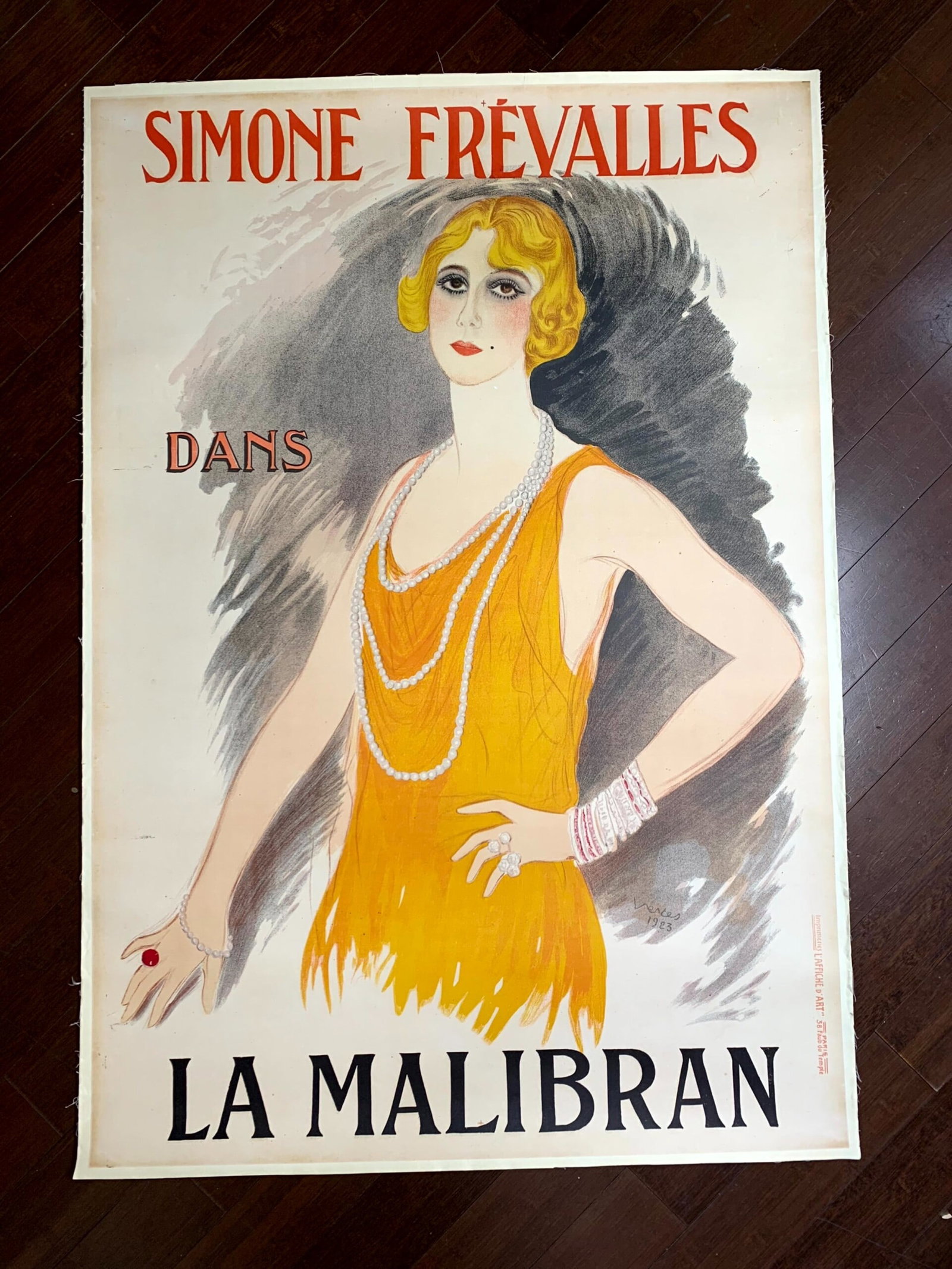 La Malibran - Simone Frevalles - Art Marcel Vertes (1923) 33.5x48.5 French Theater Poster LB (1 of 5)