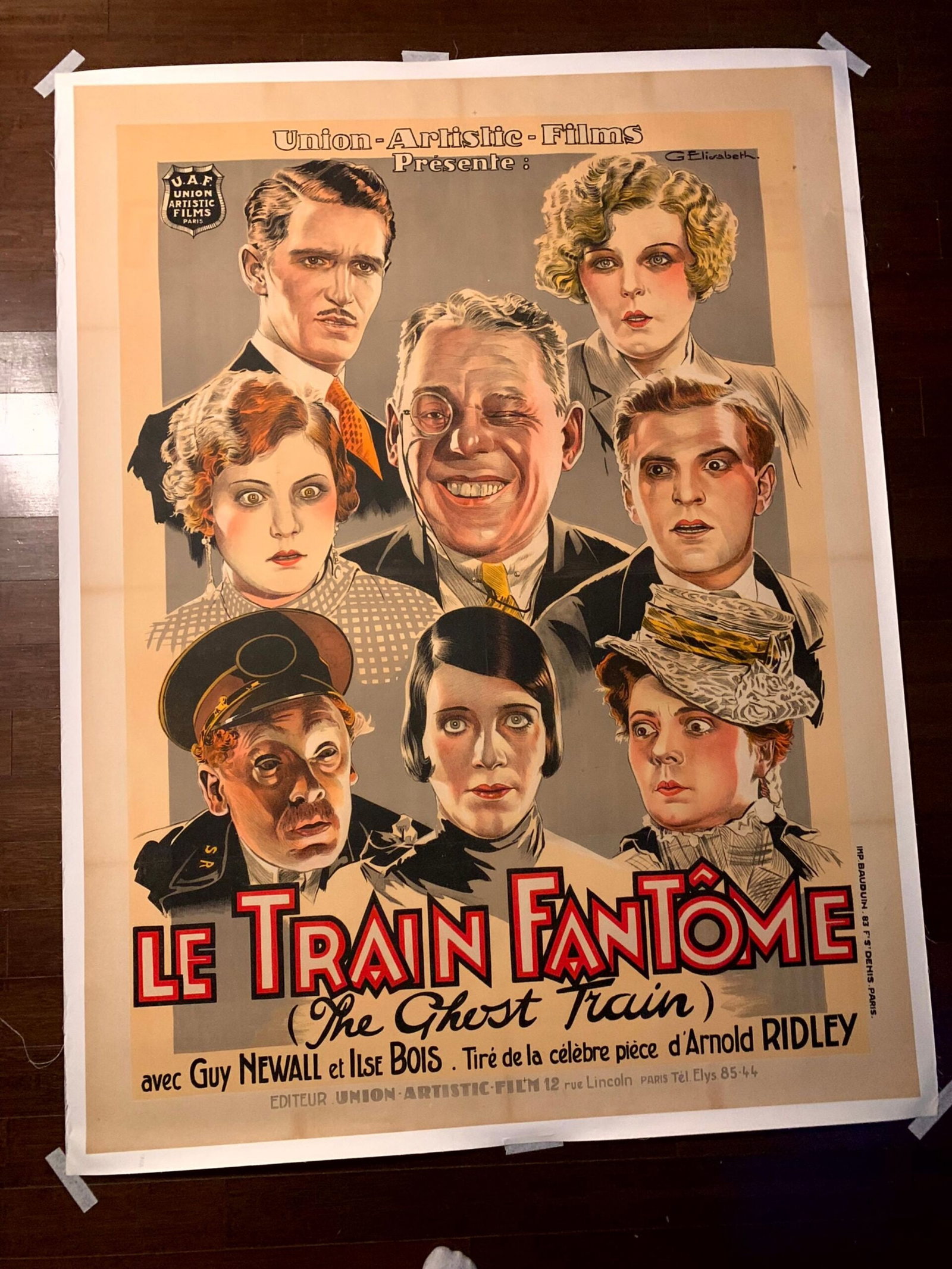 Train Fantome aka Ghost Train - Rare Early Horror - Art Georges Elisabeth (1927) 47.5" x 60.5" - 3