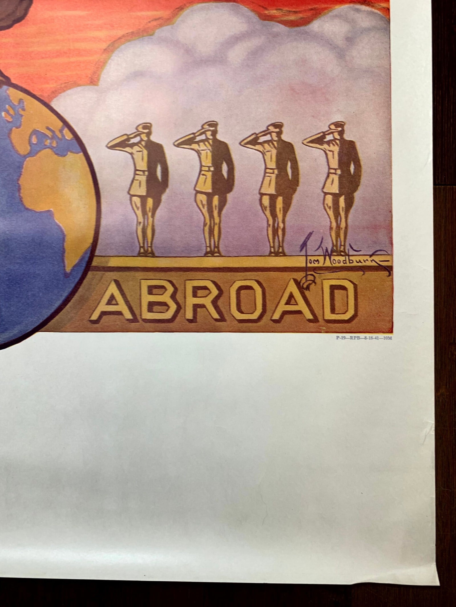 U.S. Army At Home Abroad - Art By Tom Woodburn (1940's) 25x38 US WWII Poster - 5
