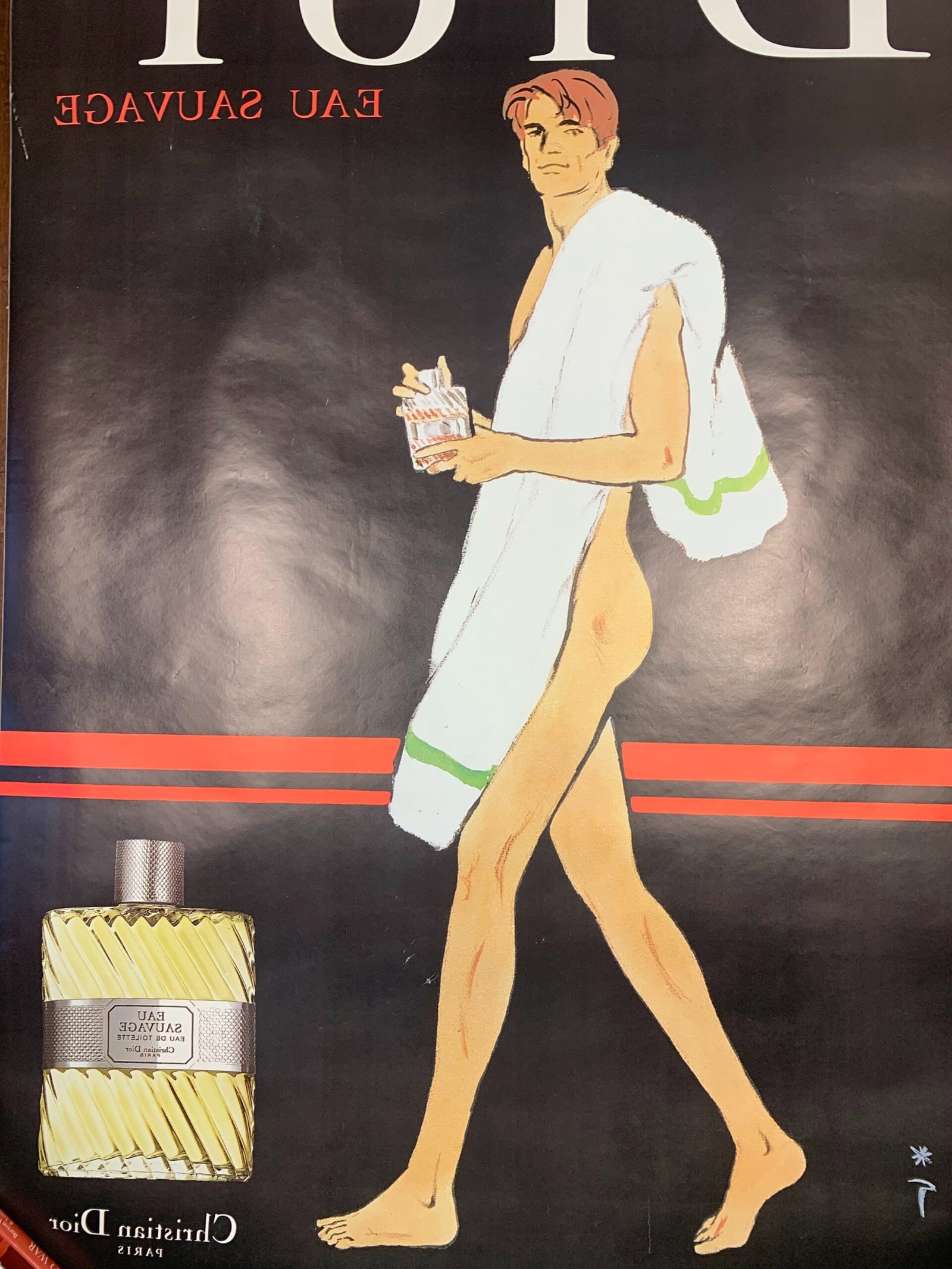 Dior Eau Savage 01 - Art By Rene Gruau (1990's) 46.5x68.75 US Advertising Poster - Double Sided - 9