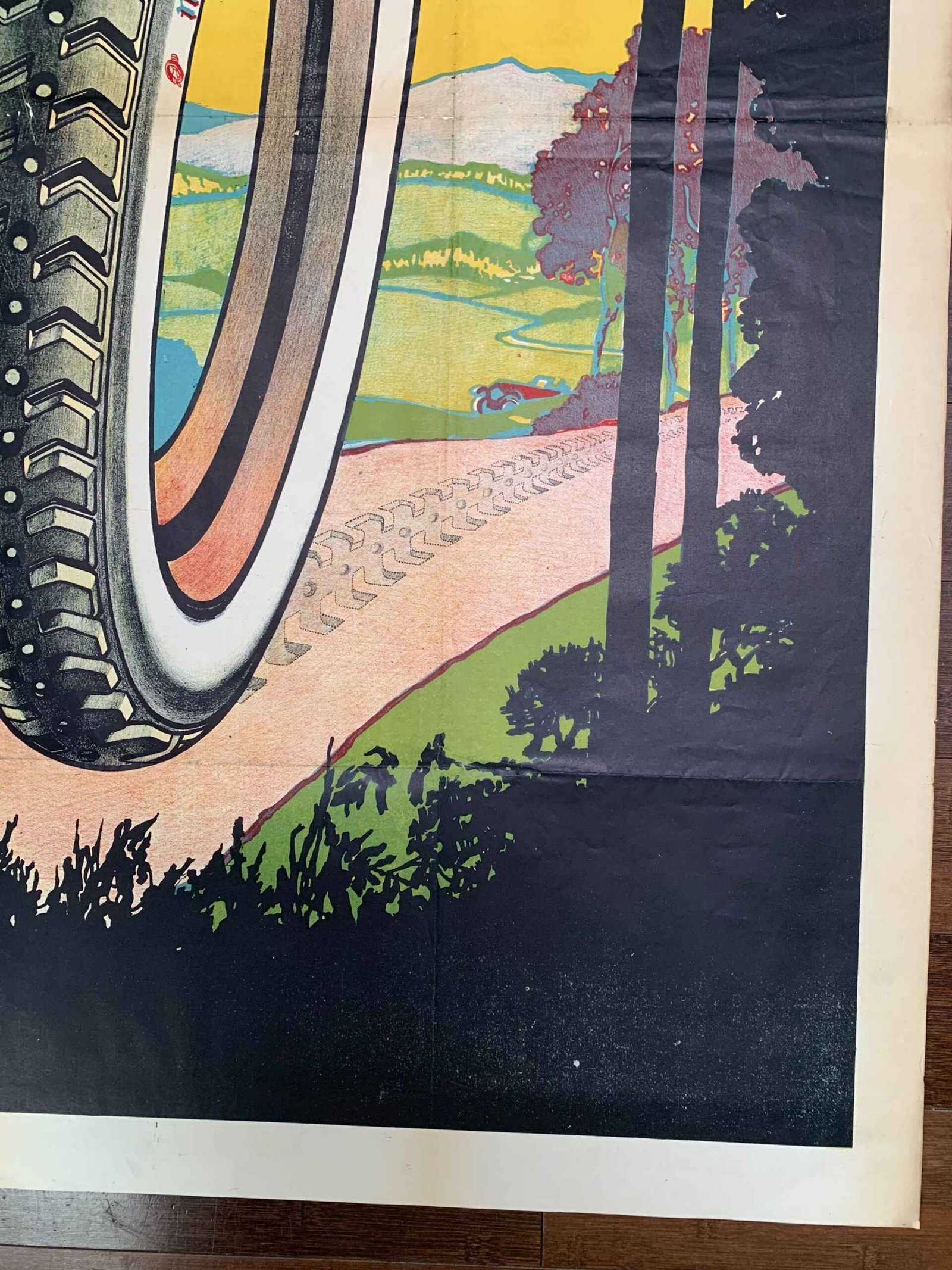 Pneus Miller Tire - Art by Georges Hamel (1948) 31.5" x 47.25" Belgian Advertising Poster - 4