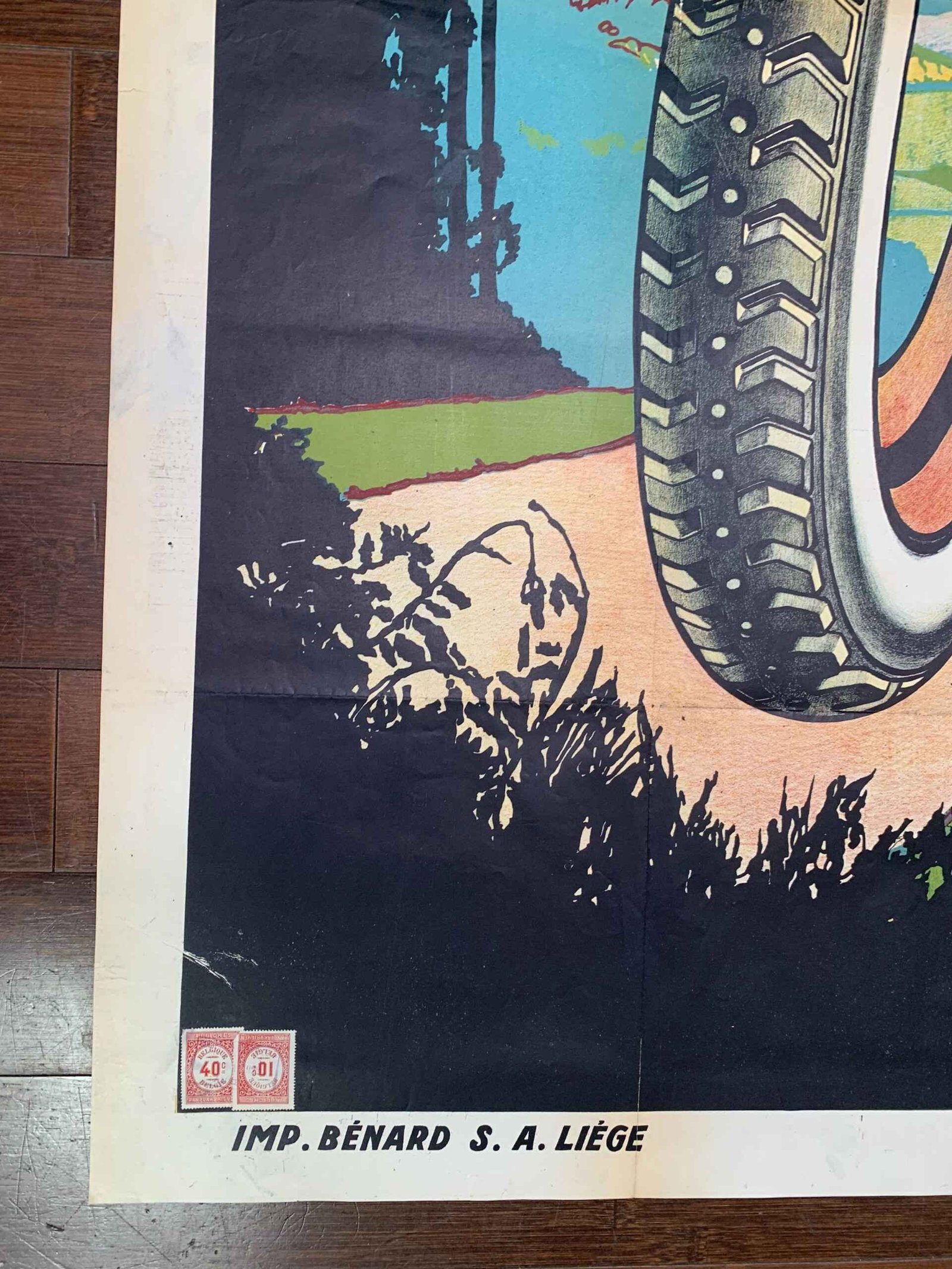 Pneus Miller Tire - Art by Georges Hamel (1948) 31.5" x 47.25" Belgian Advertising Poster - 5