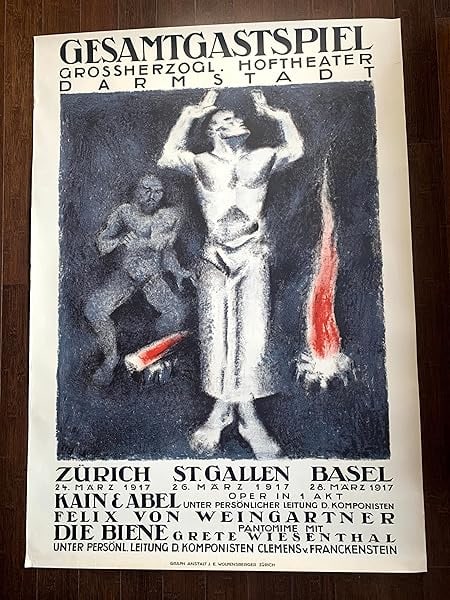 Kain And Abel - Art By Otto Baumberger (1917) 35.5x50.25 Swiss Stage Play Poster PB - 2