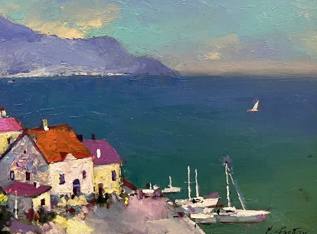 Oil painting Resort town with the sea Serhiy Rybak - 2