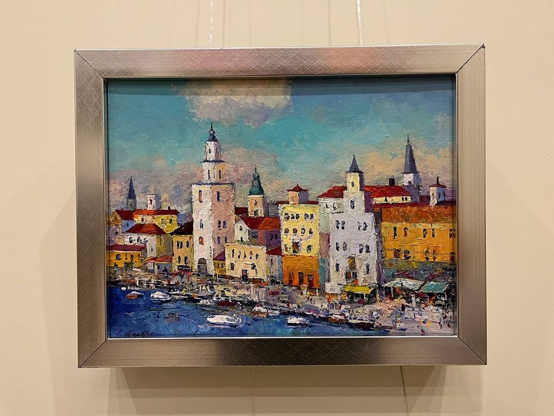 Oil painting Off the coast of the city of italy Serhiy Rybak - 2