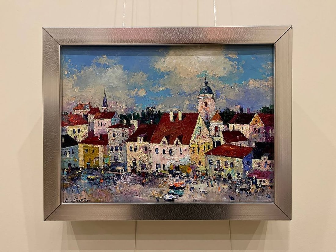 Oil painting The center of the European city Serhiy Rybak - 2