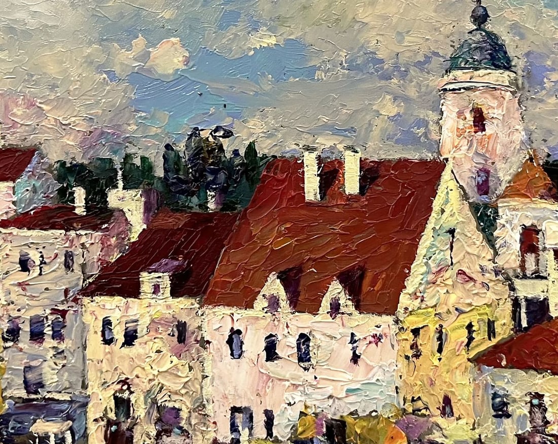 Oil painting The center of the European city Serhiy Rybak - 7