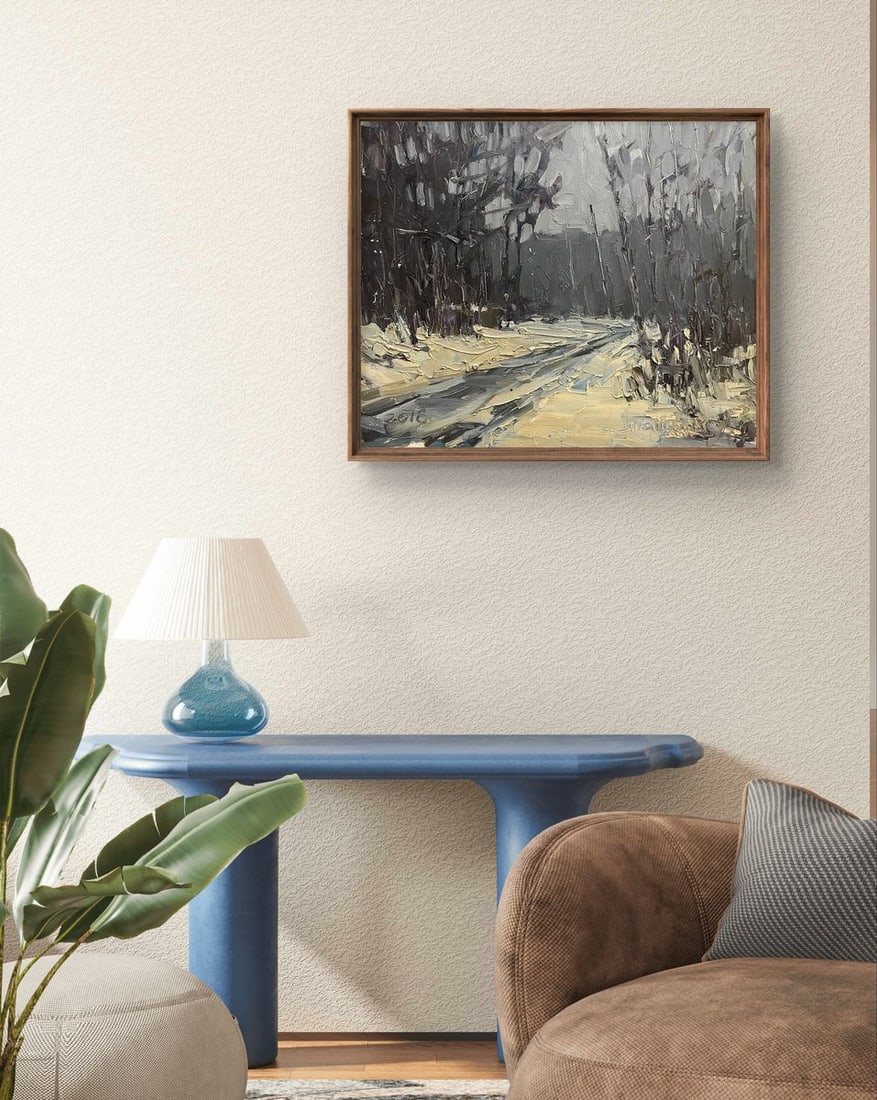 Oil painting in the winter forest Volodymyr Pashchenko - 2
