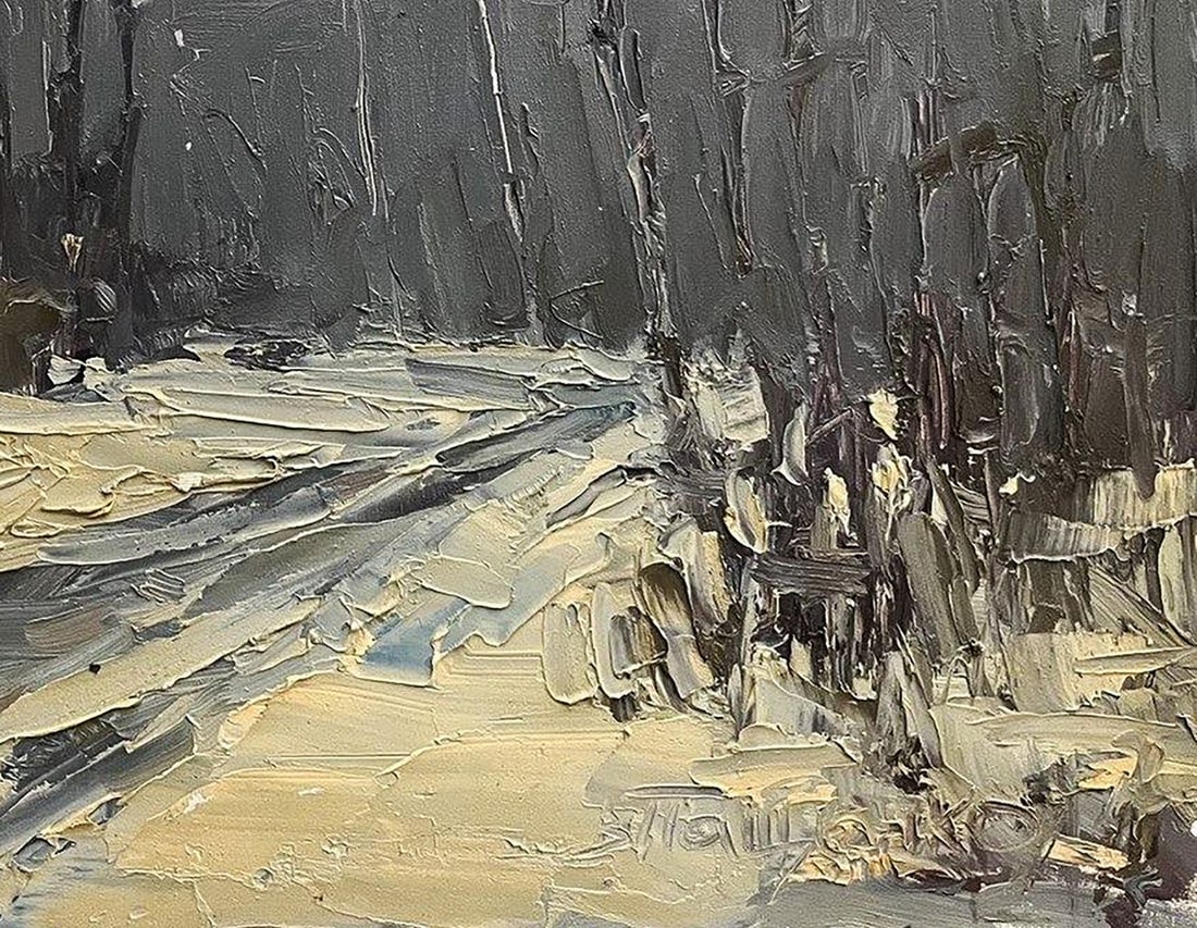 Oil painting in the winter forest Volodymyr Pashchenko - 7