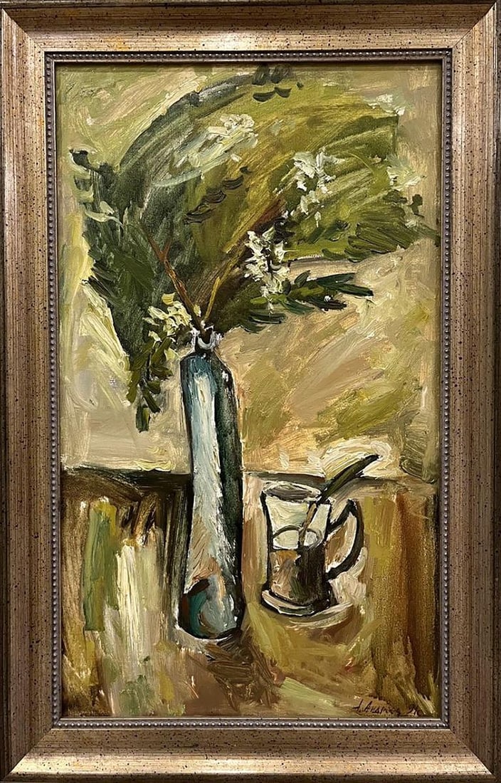 Oil painting Still life with an acacia branch Oleksandr Andreev - 2
