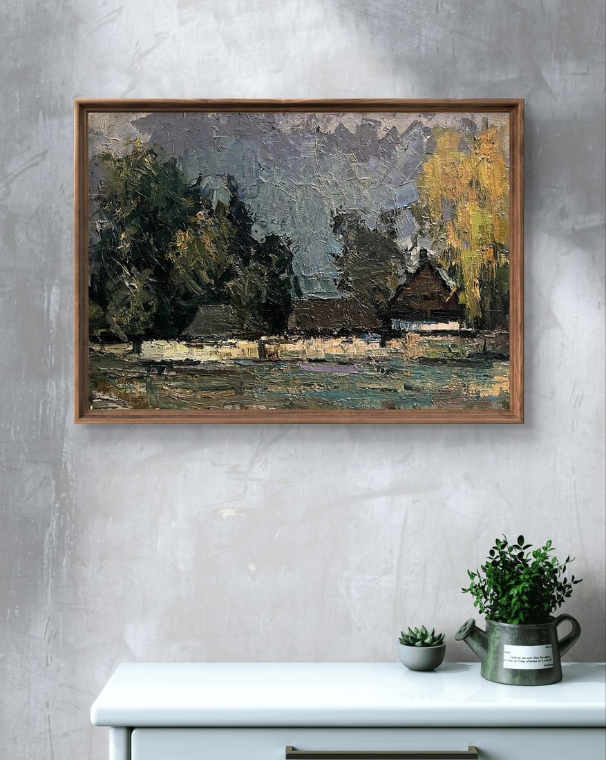 Oil painting Houses by the forest Volodymyr Pashchenko - 3
