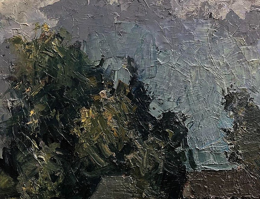 Oil painting Houses by the forest Volodymyr Pashchenko - 4