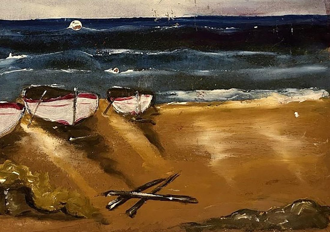 Oil painting Boats on the shore Unknown artist - 7