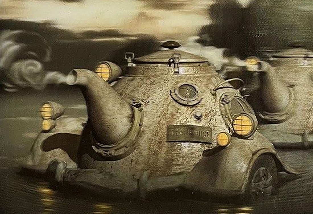Digital art Mars rover tea party on Phobos Yuriy Laptev - 7