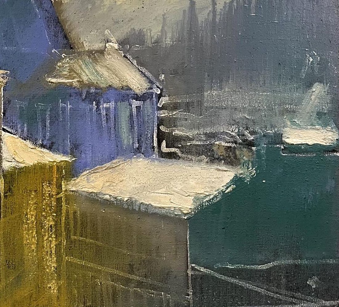 Oil painting Snow covered roofs Serhiy Kovalev - 5