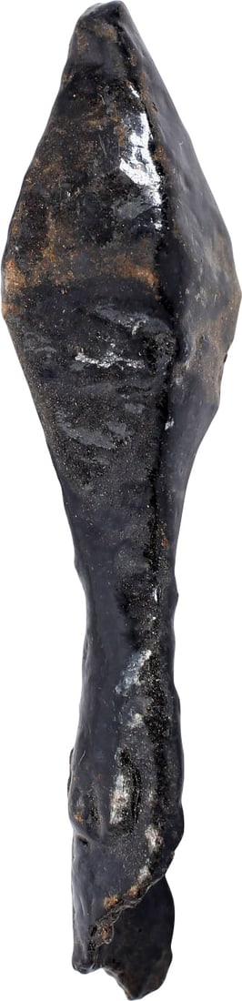 GOTHIC EUROPEAN CROSSBOW BOLT C.1400: Dating to the early period of full-plate armor. forged iron, 2 1/4" in length. The point of addorsed pyramidal form with tapered butted seam socket (defective). Surface hammer is forged finished and w