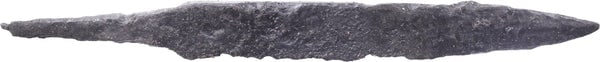 VIKING POUCH KNIFE 9TH-11TH CENTURY AD: Over 3 1/4" (3.28") total length. Wedge section blade for slashing with a dramatically point in the scramseax style for thrusting. Whittle tang, to secure it to the wood, bone, or antler grip, now