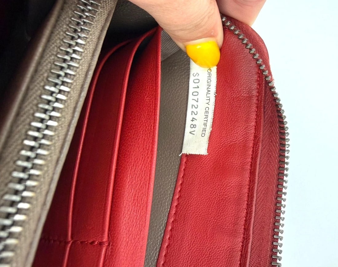 Bottega Veneta Intrecciato Zip Around Leather Wallet Clutch Dark Red - 7