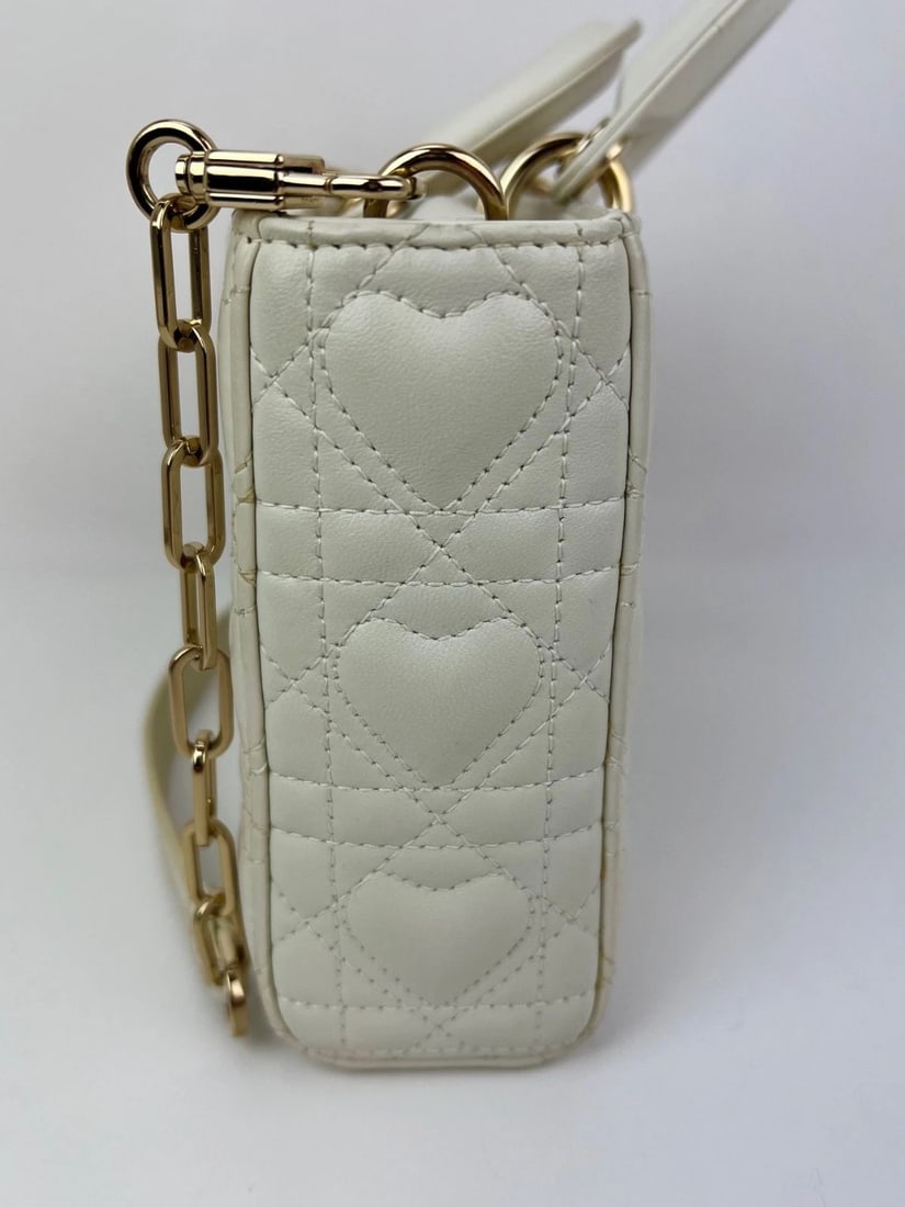 Christian Dior Lambskin Latte Cannage Medium Lady D-Joy White Bag - 7