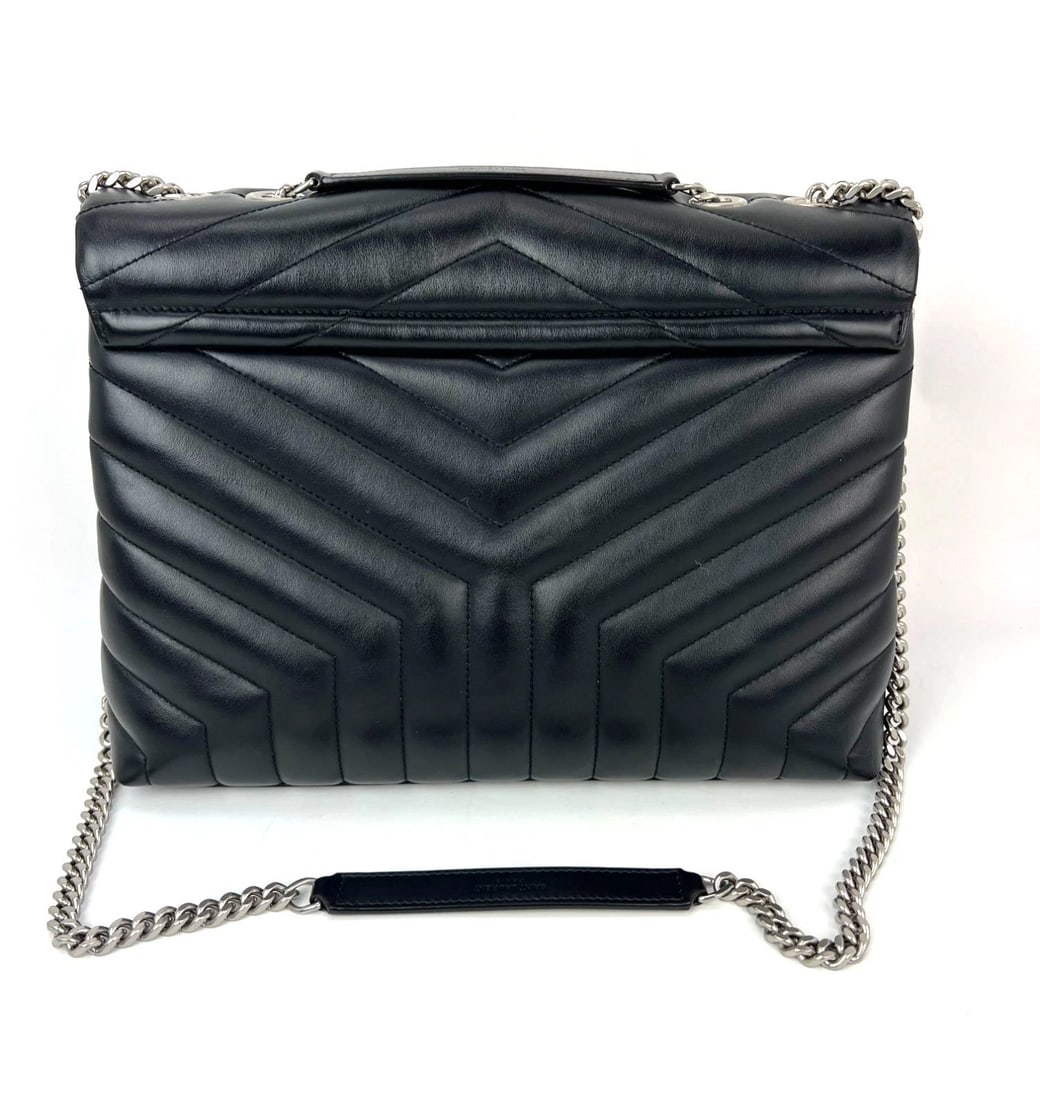 Saint Laurent Calfskin Medium Loulou Matelasse Black Shoulder Bag - 2