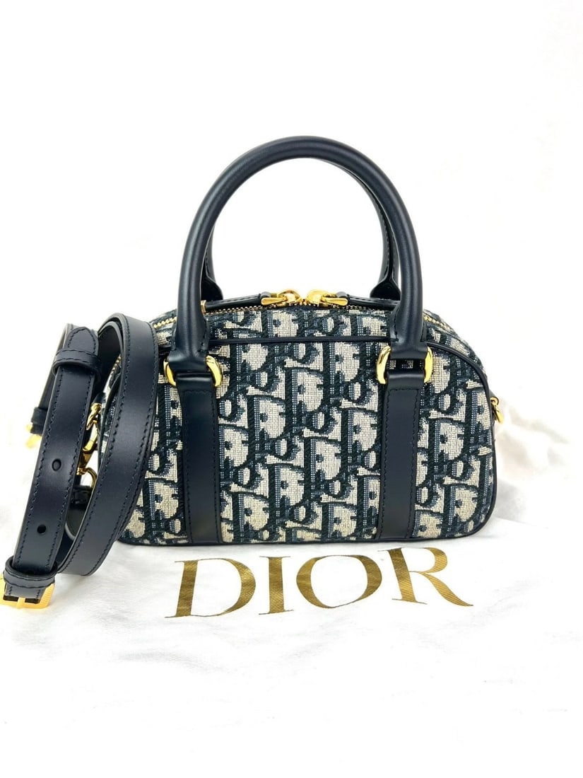 Christian Dior Oblique East West Nano D-Vibe Navy Bowling Bag - 2