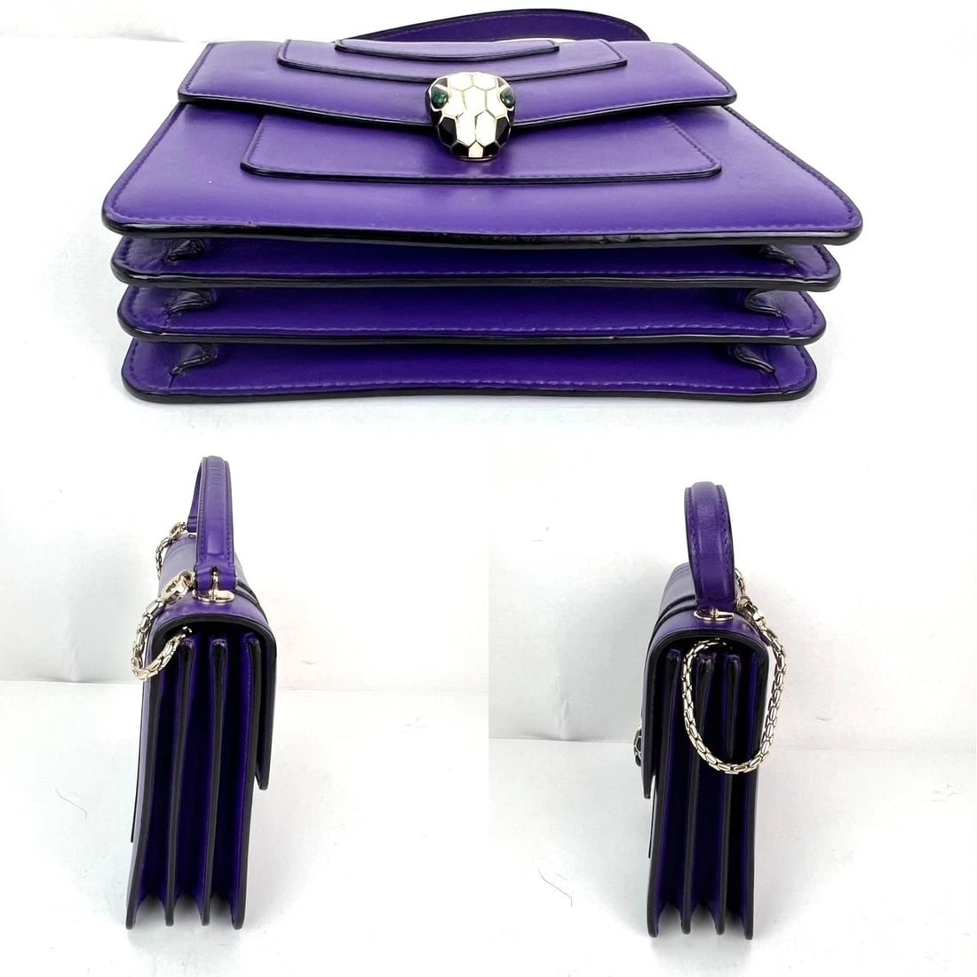 Bvlgari Calfskin Serpenti Forever Purple Top Handle Crossbody Bag - 5