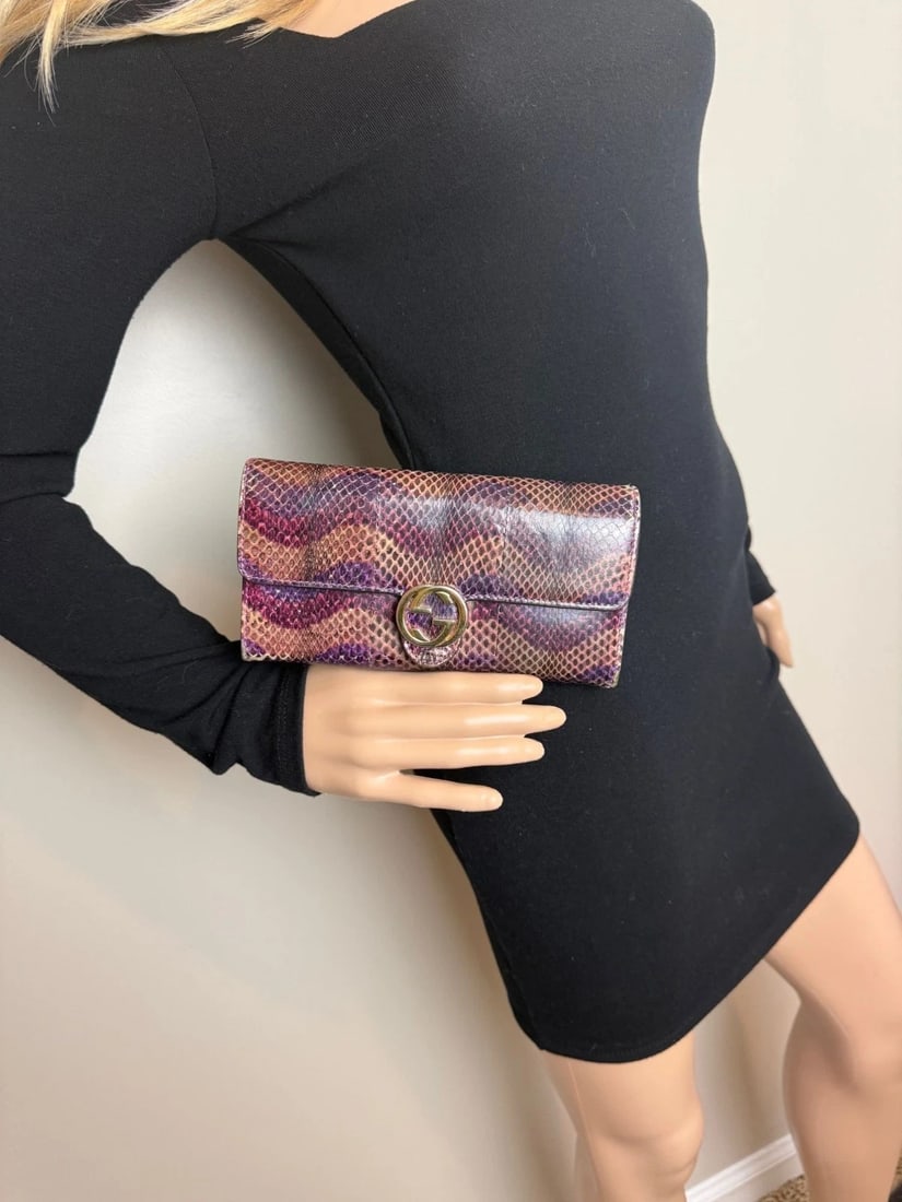 Gucci Snakeskin Leather Long Wallet - 3