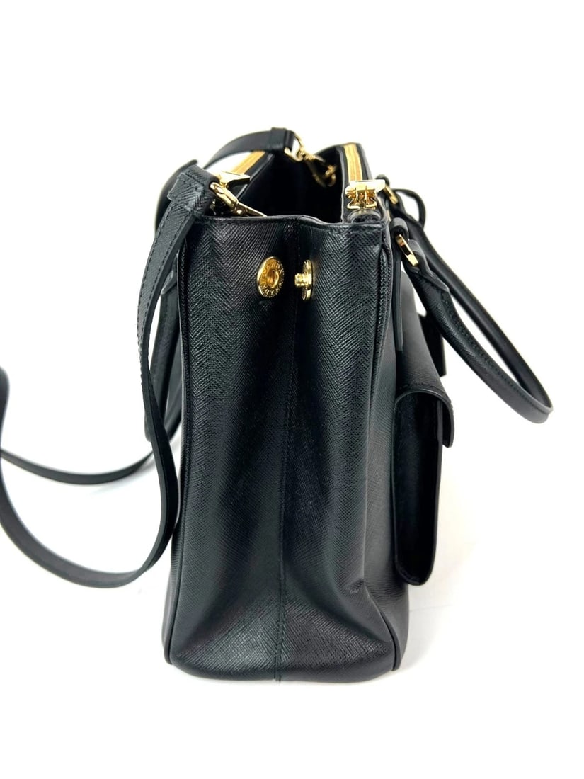 Prada Safriano Front Pocket Double Zip black Tote Bag - 2