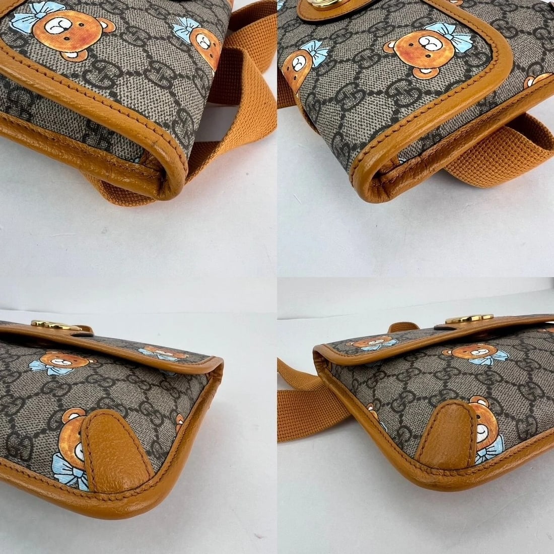 Gucci XKai GG Supreme Slim Vintage Sun Oil Bear Belt Sling Bag - 7