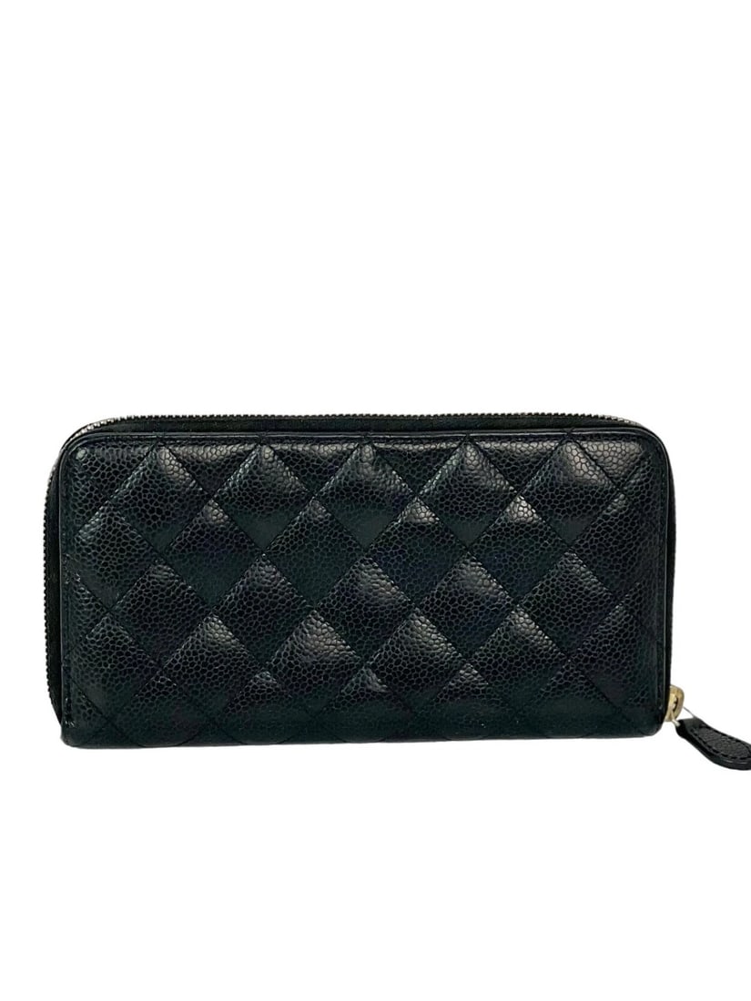 Chanel Caviar Quilted Large Gusset Zip Around Black Wallet - 2